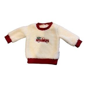 Lila&Jack baby white and red fluffy Christmas sweater size 3-6 M